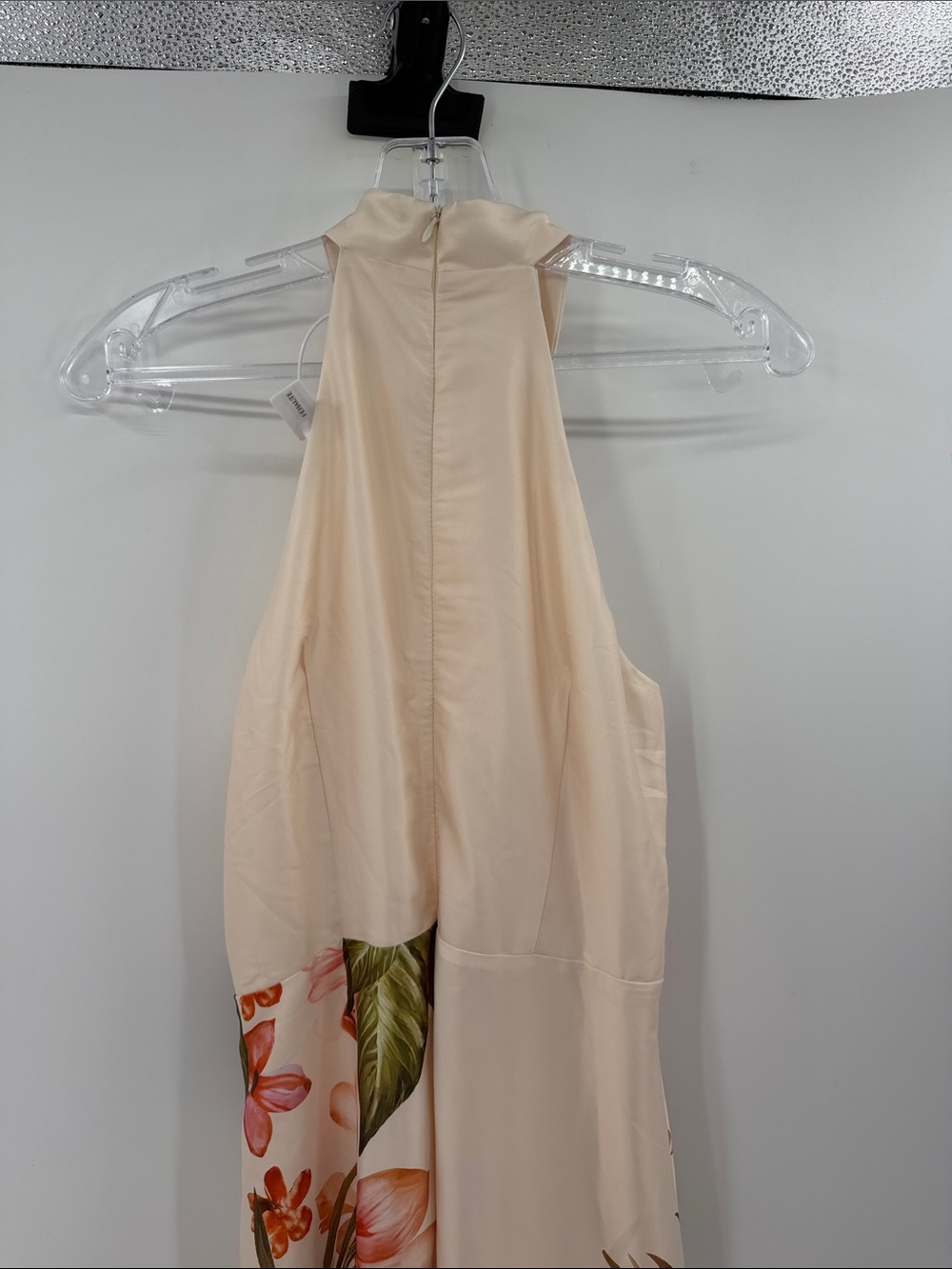Fehaute Beige Floral Bow Satin Halter A-Line Gown Dress - Beige - 6 - NWT - Picture 11 of 12